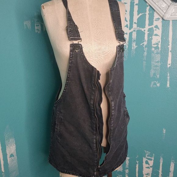 NWOT F21 Black Denim Overall Jumper - Picture 7 of 8